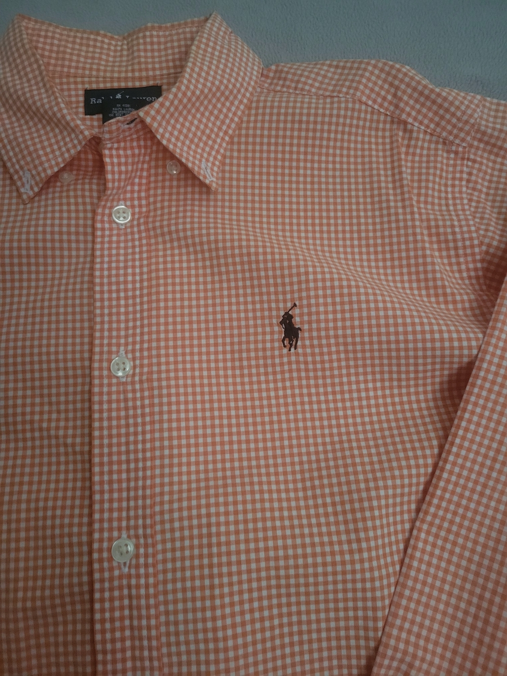 Ralph Lauren Men’s Orange Gingham Button-Down Shirt